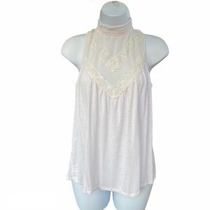 Rue 21 High Neck Mesh Lace Flowy Sleeveless Blouse